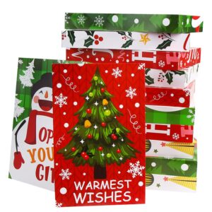 SULOLI Christmas Gift Boxes with Lids, 12 Pack Patterned Shirt Clothes Boxes for Christmas Wrapping Gifts