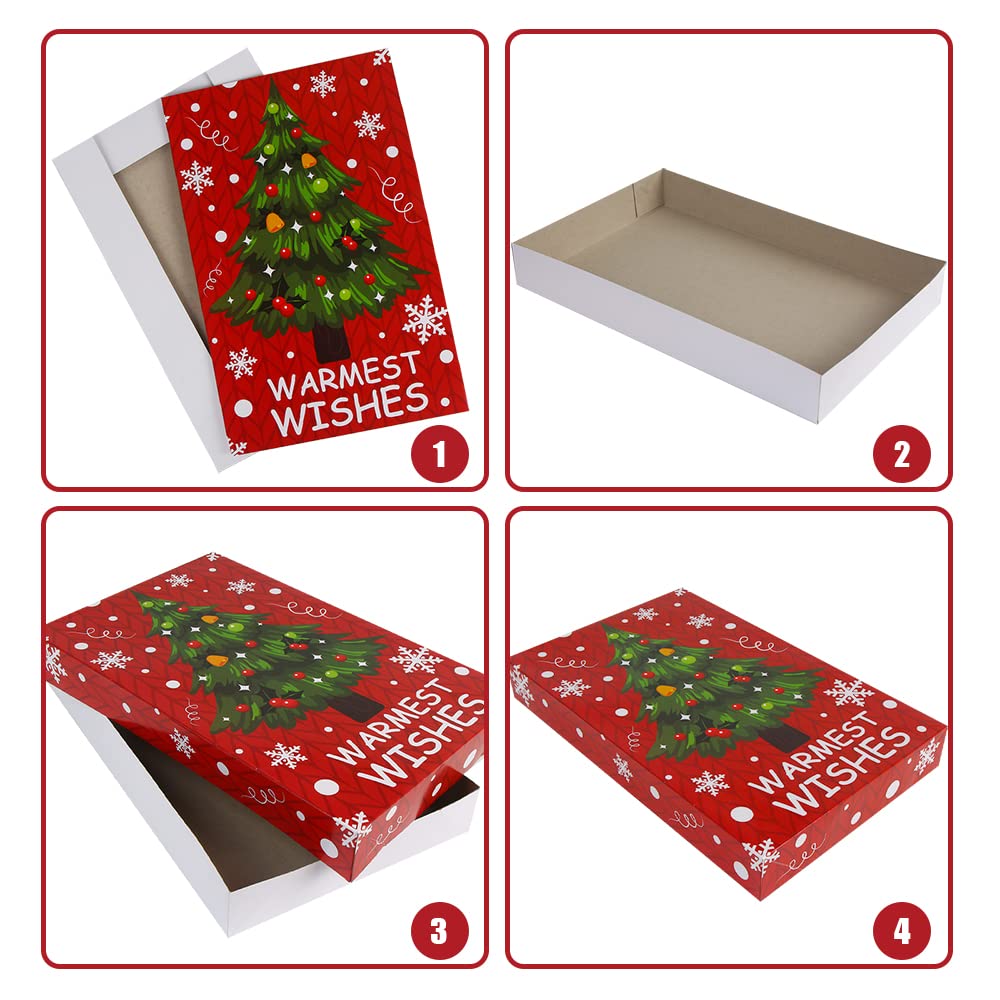 SULOLI Christmas Gift Boxes with Lids, 12 Pack Patterned Shirt Clothes Boxes for Christmas Wrapping Gifts