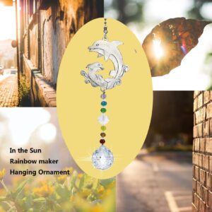 Persofine Window Hanging Suncatcher with Crystal, dolphin Crystal Sun Catcher Hanging Rainbow Maker Ornament for garden corridors and Home Decoration (dolphin)