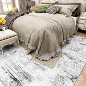 RESARE Modern Abstract Area Rugs 8x10 Distressed Rug Machine Washable, Ideal Home Decor, Gray