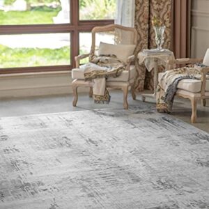 RESARE Modern Abstract Area Rugs 8x10 Distressed Rug Machine Washable, Ideal Home Decor, Gray