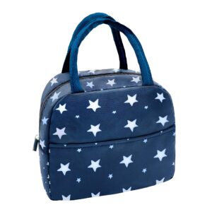 sonuimy insulated lunch bag women, reusable cute tote lunch box for men & adult, leakproof cooler lunch bags for work office travel picnic (navy blue with star)