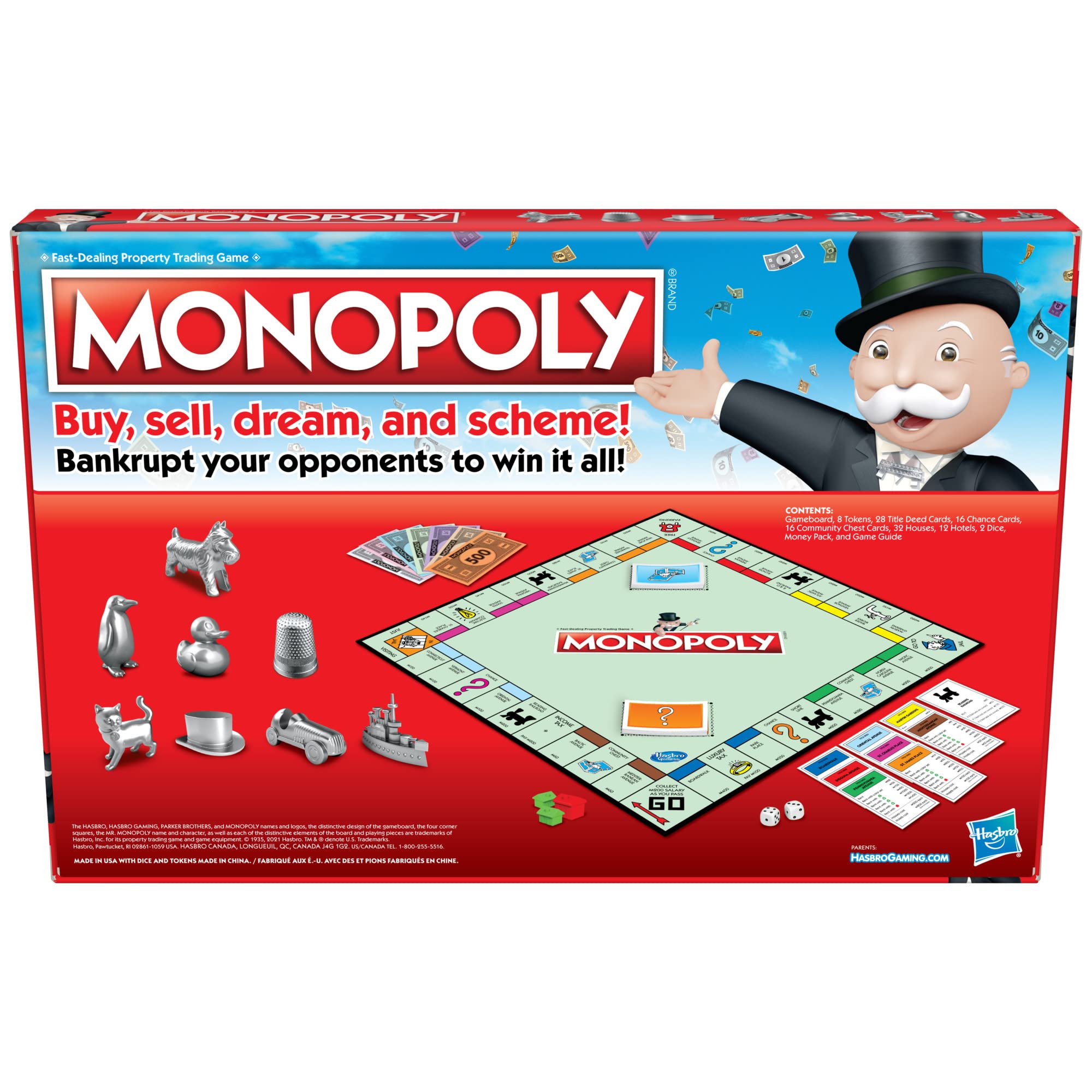 Monopoly Game, Family Board Games for 2 to 6 Players, Board Games for Kids Ages 8 and Up, includes 8 Tokens (Token Vote Edition)