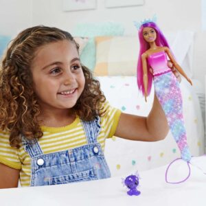 Barbie Dreamtopia Doll with Clothes & Accessories, Fairytale Dress-Up Set with Mermaid Tail, Baby Unicorn, Dragon Pet & More