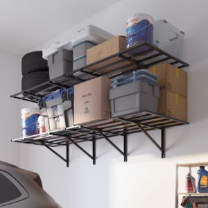 fleximounts 2x6ft heavy duty garage storage shelving,1600lbs weight capacity, 2-pack wall shelf garage organization system, 24-inch-by-75-inch garage storage rack floating shelves