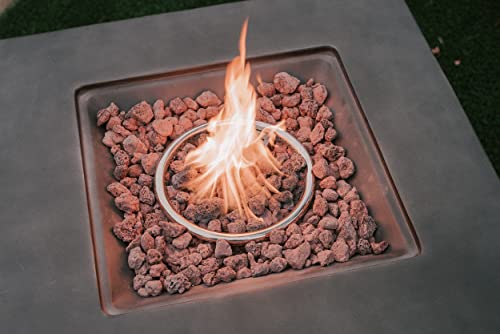 XBrand MgO & Metal 40,000 BTU Outdoor Propane Gas Smokeless Square Fire Pit Table with Volcanic Rocks & Rain Cover, 30 inch Wide, Gray