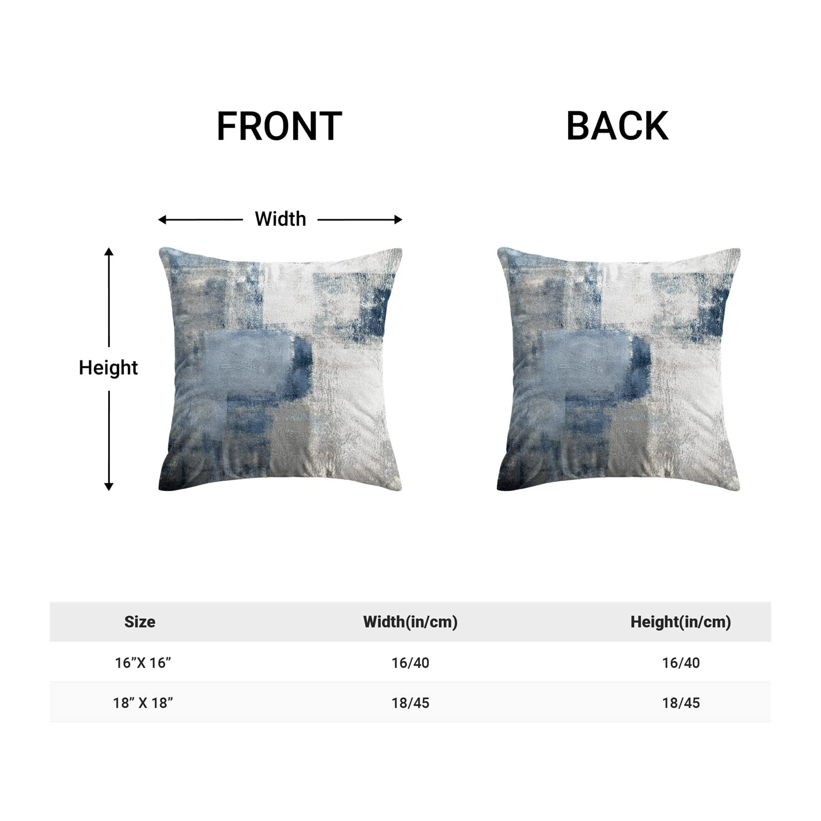 Navy Blue Grey Throw Pillow Covers, Gray White Modern Abstract Art Painting Throw Pillows for Couch, Blue Pillow Covers 18x18 Inch 2 Pcs Square Cushion Cover Gift for Couch Sofa