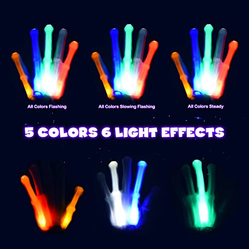 Cool Toys LED Gloves,Boys Toys Age 6-8 8-12 Year Old with 6 Flash Mode,Great Stocking Stuffers for Halloween Christmas Birthday Parties,Fun Toys Gift for 6 7 8 9 10 11 12 Year Old Girls Boys(1 Pair)