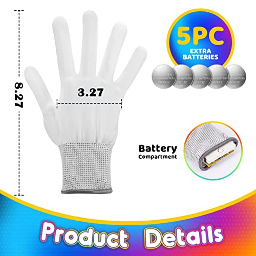 Cool Toys LED Gloves,Boys Toys Age 6-8 8-12 Year Old with 6 Flash Mode,Great Stocking Stuffers for Halloween Christmas Birthday Parties,Fun Toys Gift for 6 7 8 9 10 11 12 Year Old Girls Boys(1 Pair)