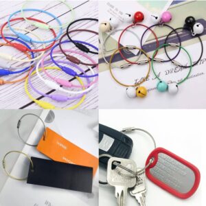 12 Pack Stainless Steel Cable Wire Key Chain Kids Key Rings Travel Aircraft Luggage Tag Loops Hanging Outdoor Keychain Kayak Boat Hiking Camping Kits 6 Inch Length