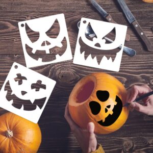 6” Pumpkin Face Stencils Halloween Stencils Reusable Pumpkin Carving Stencil for Painting on Wood Paper Window