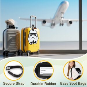 Luggage Tag for Suitcases Bag Baggage Travel Tags Identifiers Cool Cartoon Large Silicone Name Luggage ID Tags for Kids Women Girls Men XLP0704-05（White）