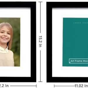 Picrit 11x14 Picture Frame Set of 4, Made of High Definition Real Glass, Display 8x10 with Mat or 11x14 Without Mat, Photo Frames for Wall Mounting or Table Top Display