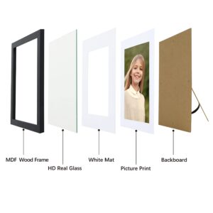 Picrit 11x14 Picture Frame Set of 4, Made of High Definition Real Glass, Display 8x10 with Mat or 11x14 Without Mat, Photo Frames for Wall Mounting or Table Top Display