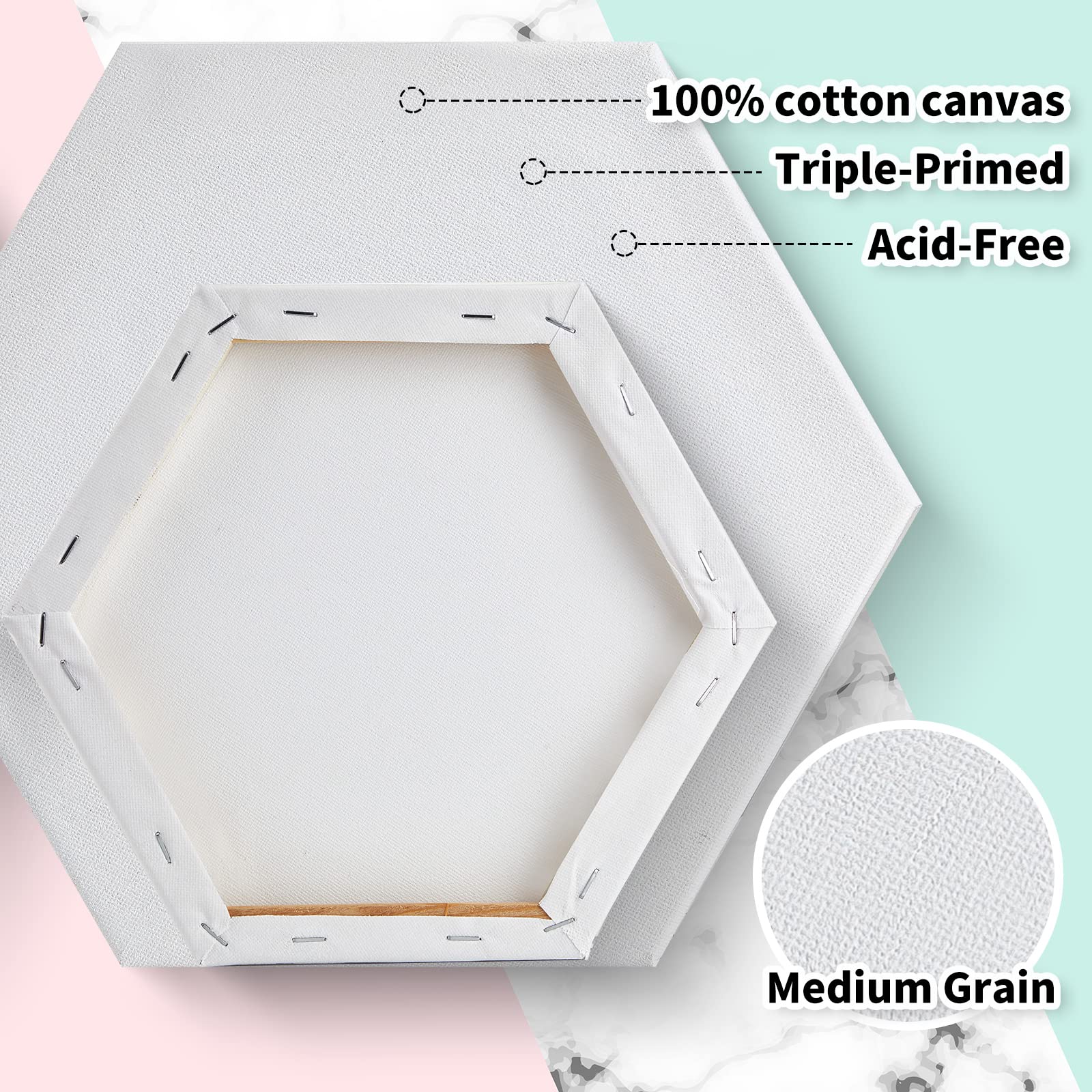 24 Pieces Canvas for Painting Bulk Blank Canvas, Square Round Hexagon Heart Canvas Board Art Painting Supplies for Kids College Students Back to School Artist Hobby Painters Beginners Gift