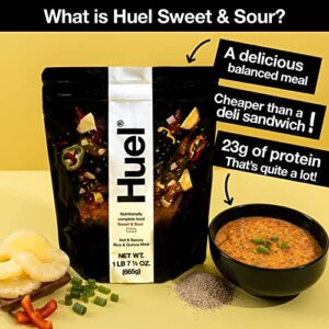 Huel Hot and Savory Instant Meal Replacement - Sweet and Sour - 14 Scoops Packed with 100% Nutritionally Complete Food, Including 24g of Protein, 14g of Fiber, and 27 Vitamins and Minerals