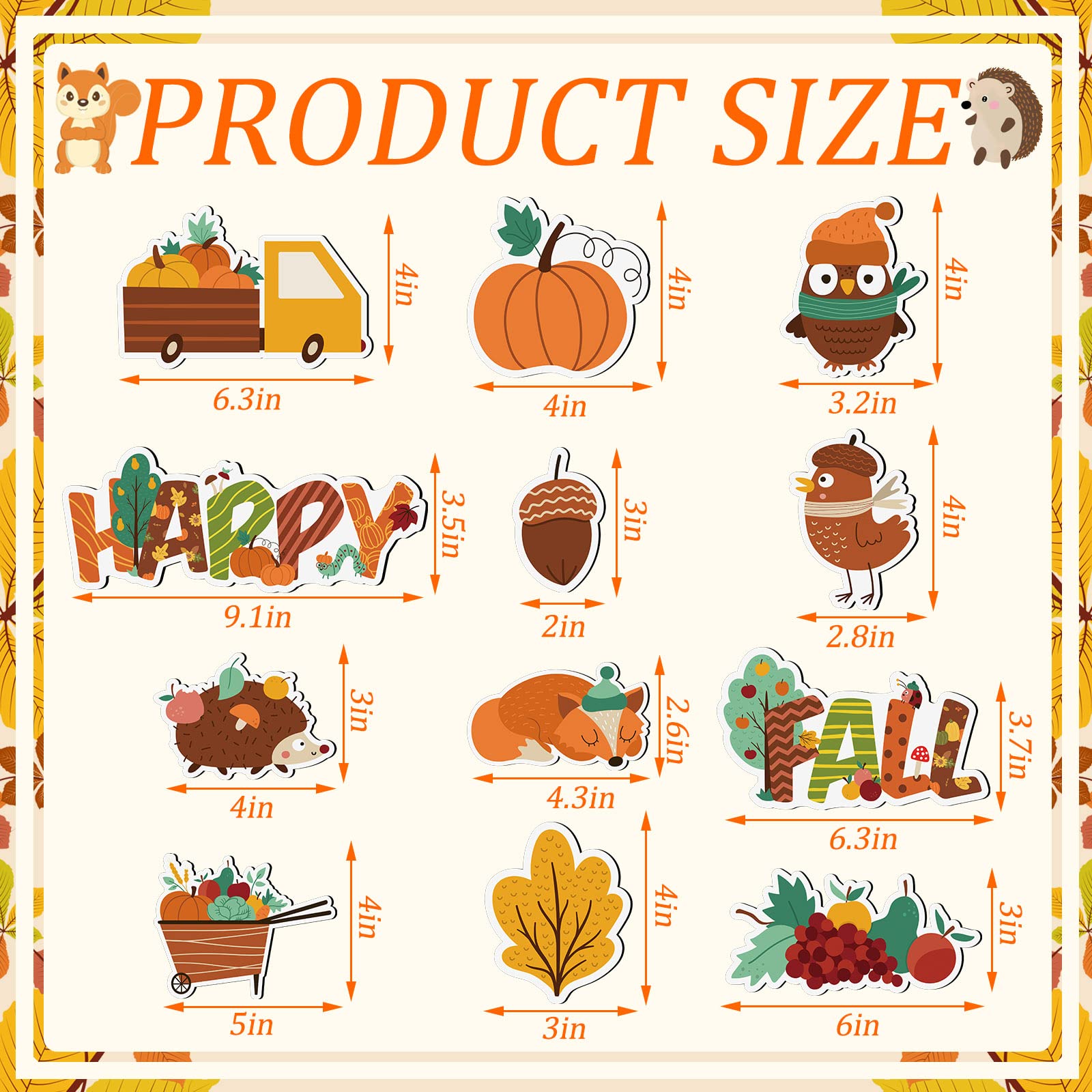 Tallew 12 Pieces Happy Fall Magnets Pumpkin Fridge Magnets Fall Theme Car Refrigerator Decals Holidays Magnetic Stickers Autumn Leaves Acorn Harvest Decoration Fall Theme Thanksgiving Decoration