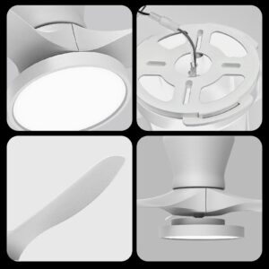 ocioc Quiet Ceiling Fan with LED Light DC motor 32 inch Large Air Volume Remote Control White for Kitchen Bedroom Dining room Patio