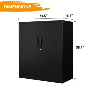 Metal Storage Cabinet with 2 Doors, Lockable Steel Storage Cabinet with 2 Doors and Adjustable Shelves, Steel Lockable File Cabinet, Locking Tool Cabinets for Office,Home,Garage