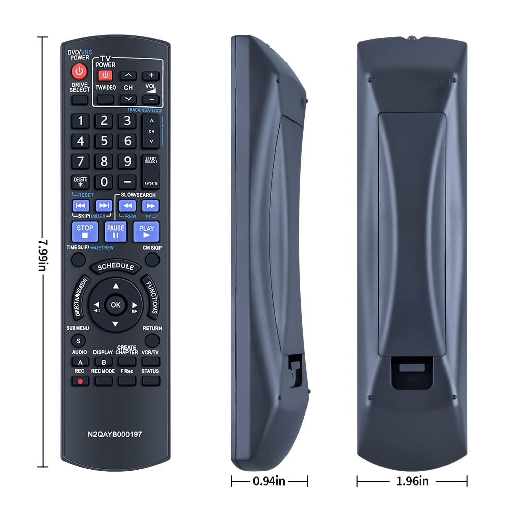 New N2QAYB000197 Replacement Remote Control Applicable for Panasonic DVD VCR Recorder DMR-EZ48 DMR-EZ48V DMR-EZ485V DMR-EZ485 DMR-EZ48VK DMR-EZ485VK