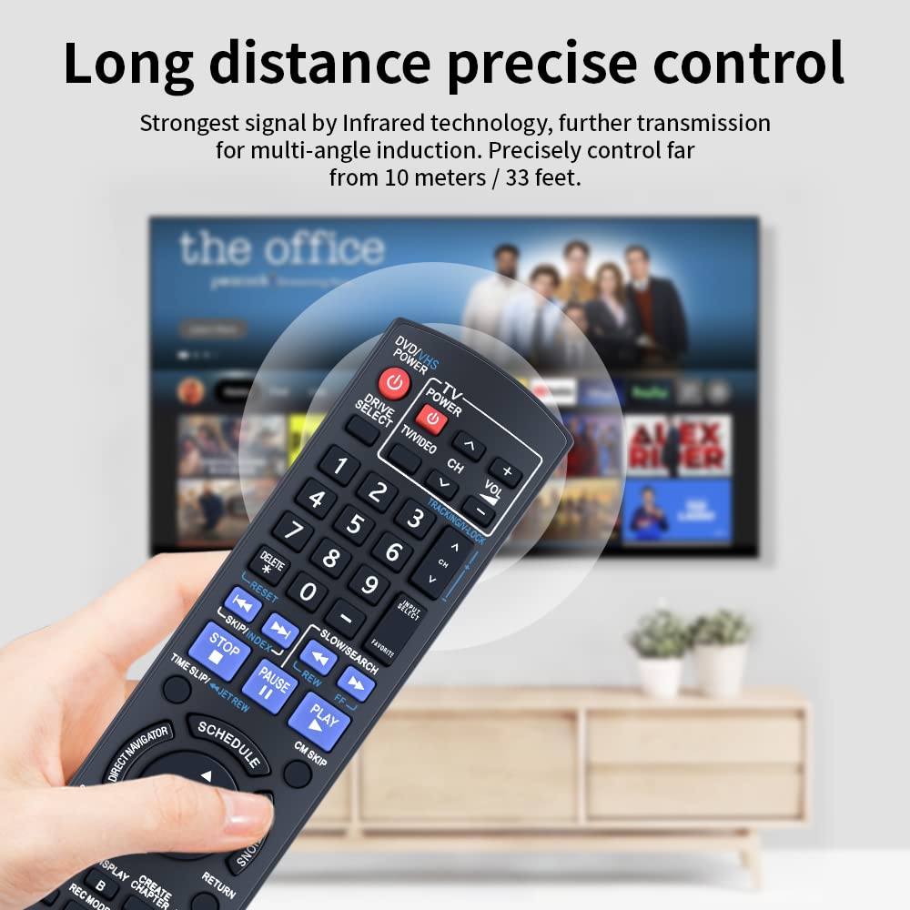 New N2QAYB000197 Replacement Remote Control Applicable for Panasonic DVD VCR Recorder DMR-EZ48 DMR-EZ48V DMR-EZ485V DMR-EZ485 DMR-EZ48VK DMR-EZ485VK