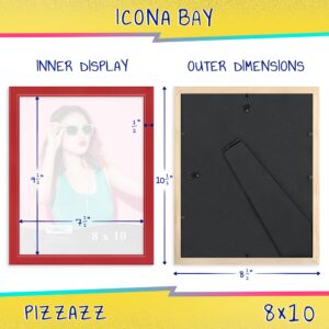 Icona Bay 8x10 Picture Frame, Red Colored Solid Wood Scandinavian Style Frame for Photo, Pizzazz Collection