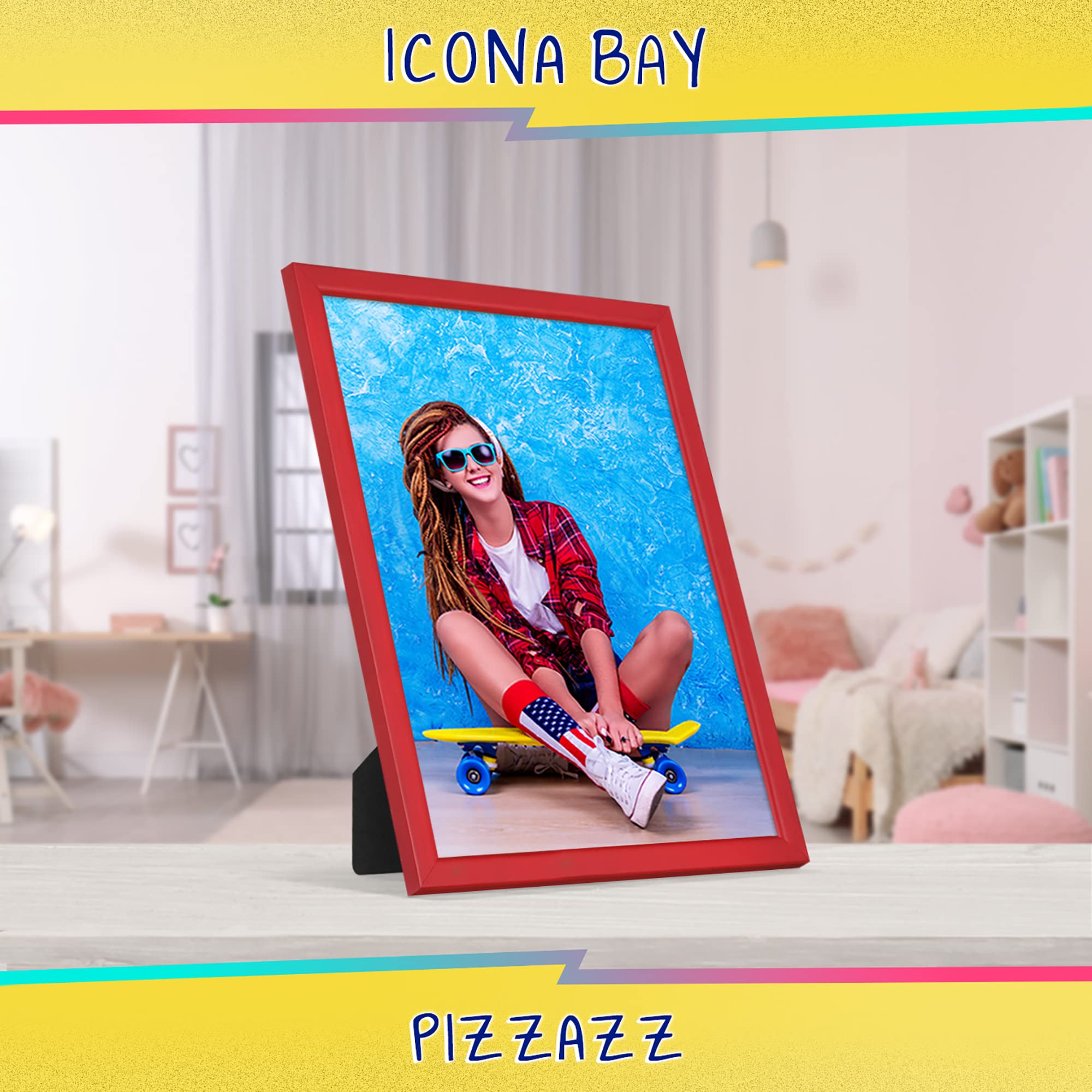 Icona Bay 8x10 Picture Frame, Red Colored Solid Wood Scandinavian Style Frame for Photo, Pizzazz Collection