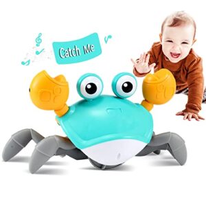 control future crawling crab baby toy - infant tummy time toys 3 4 5 6 7 8 9 10 11 12 babies boy 3-6 6-12 learning crawl 9-12 12-18 walking toddler 36 months old music development 1st birthday gifts