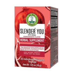 dr. tea slender you tea with senna - pomegranate flavor - 20 tea bags
