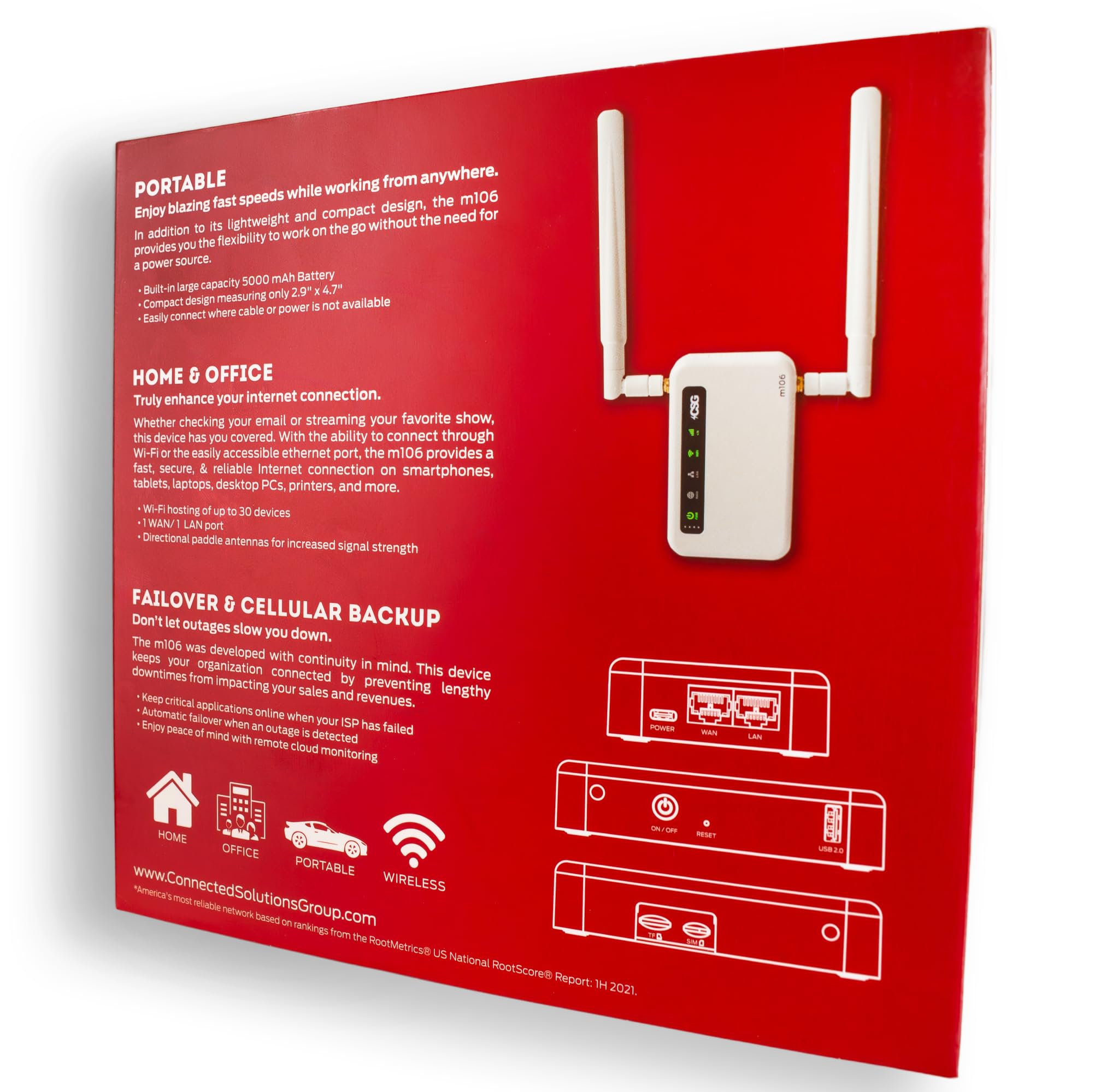 CSG m106 LTE Gateway Router, Verizon 4G LTE Compatible Router, Built-in Failover and Hours of Backup Battery Power