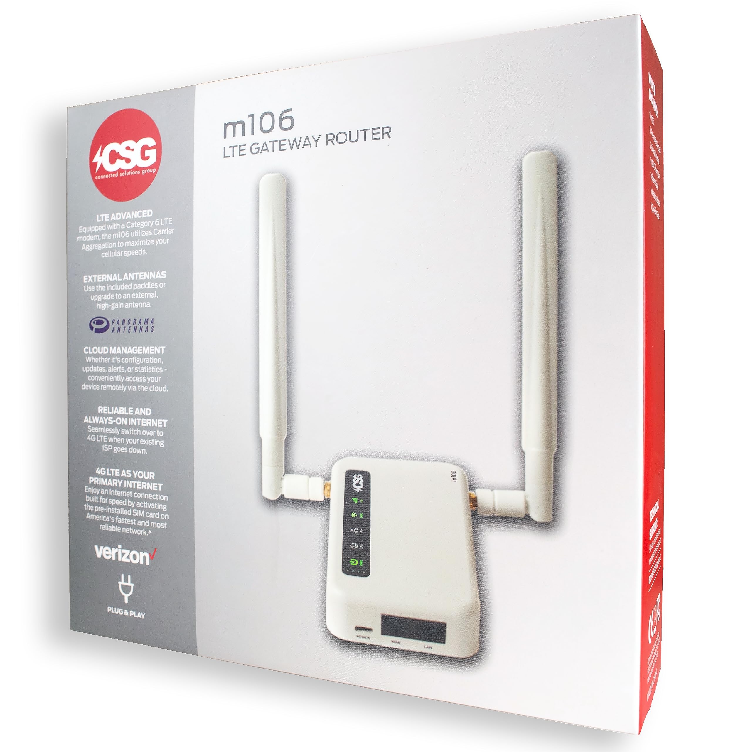 CSG m106 LTE Gateway Router, Verizon 4G LTE Compatible Router, Built-in Failover and Hours of Backup Battery Power