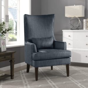 lexicon wallace fabric wingback accent chair, indigo