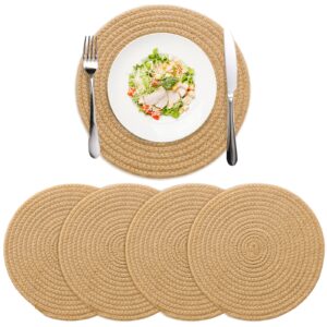 amidaky round cotton placemats set of 4 woven place mats 12 inch washable table mats for round dining table jute