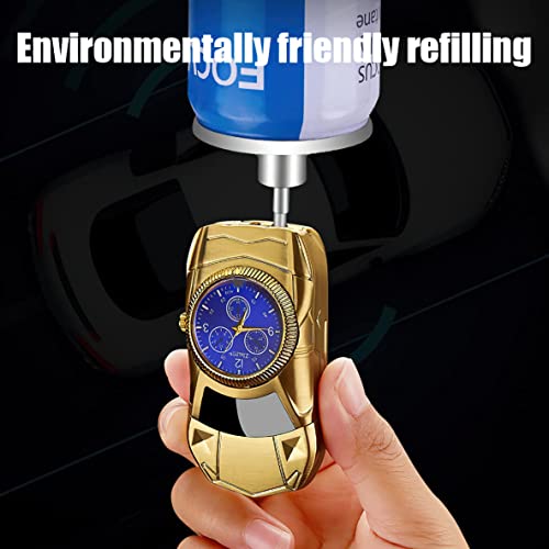 Zetilyn Torch Lighter, Car Shape Cool Novelty Lighter, Red Flame Refillable Butane Lighter Adjustable Flame with Clock Dial for Camping Grill Fireplace Candle Man Birthday Gifts (Fuel Not Included)