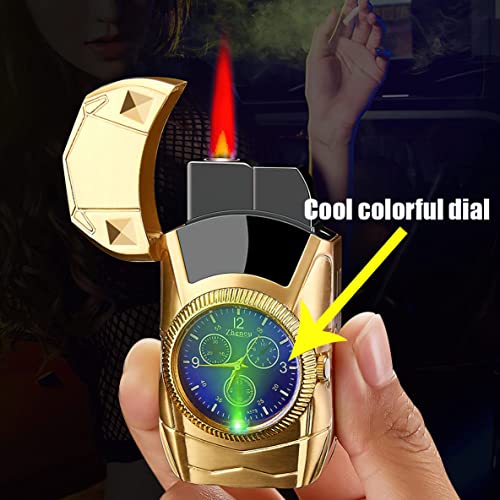 Zetilyn Torch Lighter, Car Shape Cool Novelty Lighter, Red Flame Refillable Butane Lighter Adjustable Flame with Clock Dial for Camping Grill Fireplace Candle Man Birthday Gifts (Fuel Not Included)