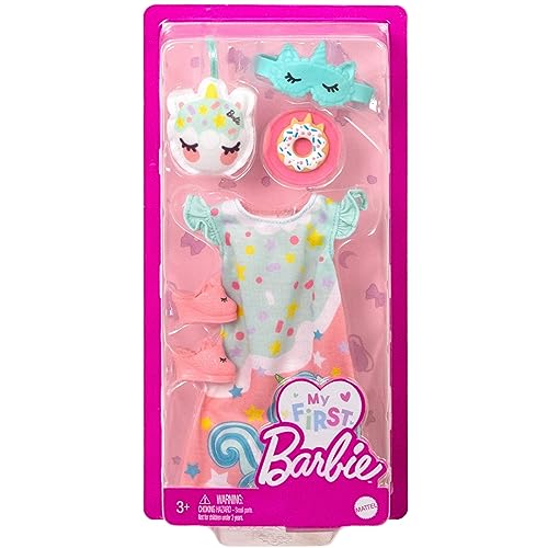 Barbie: My First Barbie Clothes, Fashion Pack for 13.5-inch Preschool Dolls, Set with Pajamas, Slippers & Bedtime Accessories