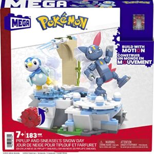 MEGA Pokémon Building Toys Set, Piplup and Sneasel’s Snow Day with 183 Pieces, 2 Poseable Characters and Motion, for Kids