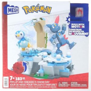 MEGA Pokémon Building Toys Set, Piplup and Sneasel’s Snow Day with 183 Pieces, 2 Poseable Characters and Motion, for Kids