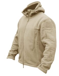 crysully men's tactical front zip fleece lining hunting mountaineering jackets windbreaker coat beige