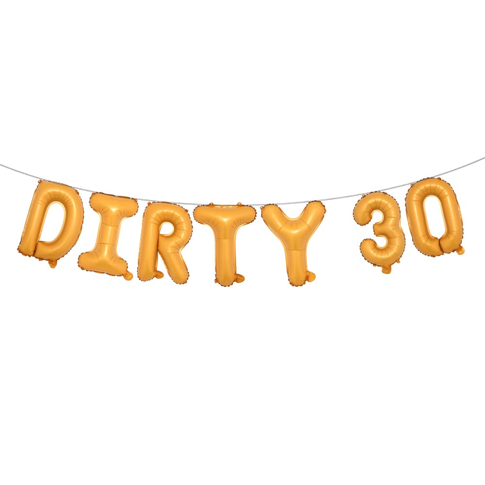 16 inch DIRTY 30 Balloons Dirty 30 Letter Balloons 30 Balloon Dirty 30 Banner 30th Birthday Decoration Balloons for Adult 30th Birthday Party Decorations (DIRTY 30 Orange)