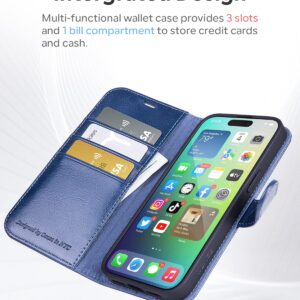 OCASE Compatible with iPhone 14 Pro Max Wallet Case, PU Leather Flip Folio Case with Card Holders RFID Blocking Stand [Shockproof TPU Inner Shell] Phone Cover 6.7 Inch 2022（Blue）