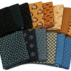 Fields 10 Fat Quarters - American Civil War Fat Quarter Bundle 1800's Historical Reproduction Quality Quilters Cotton Fabrics FQs