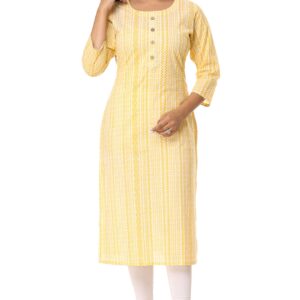 Vihaan Impex Leheriya Printed Casual Kurta Women Kurti yellow Tunic Top for Women