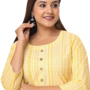 Vihaan Impex Leheriya Printed Casual Kurta Women Kurti yellow Tunic Top for Women