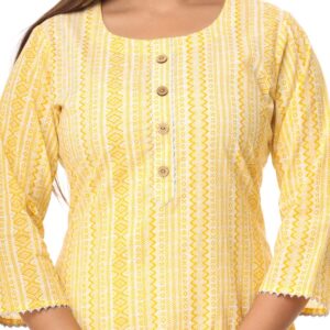 Vihaan Impex Leheriya Printed Casual Kurta Women Kurti yellow Tunic Top for Women