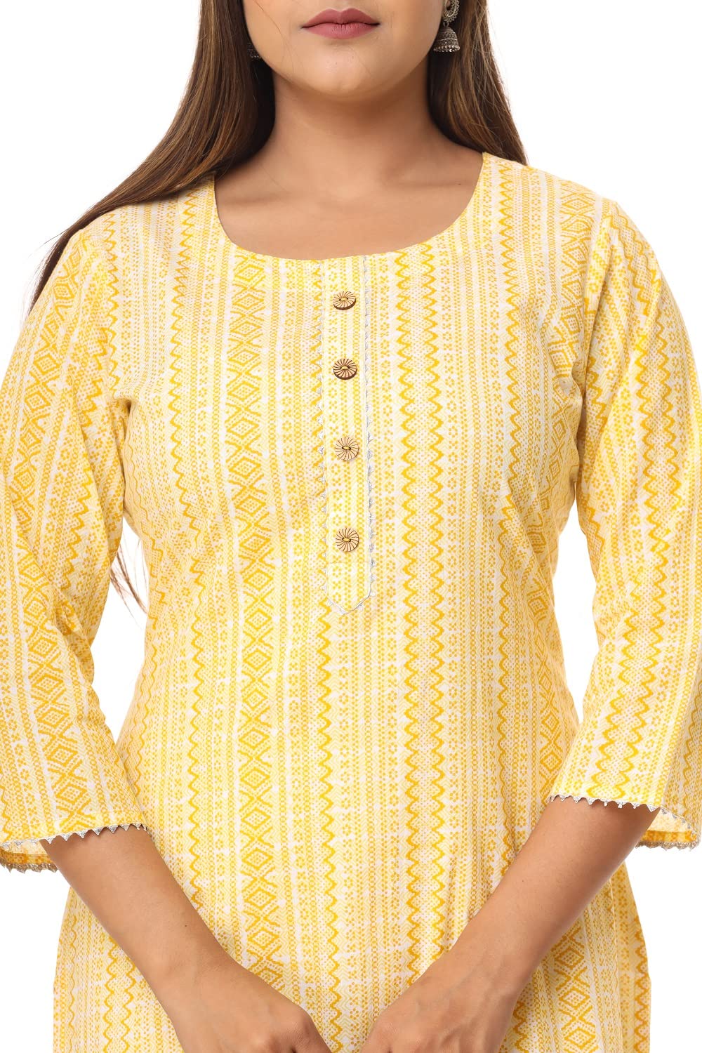 Vihaan Impex Leheriya Printed Casual Kurta Women Kurti yellow Tunic Top for Women