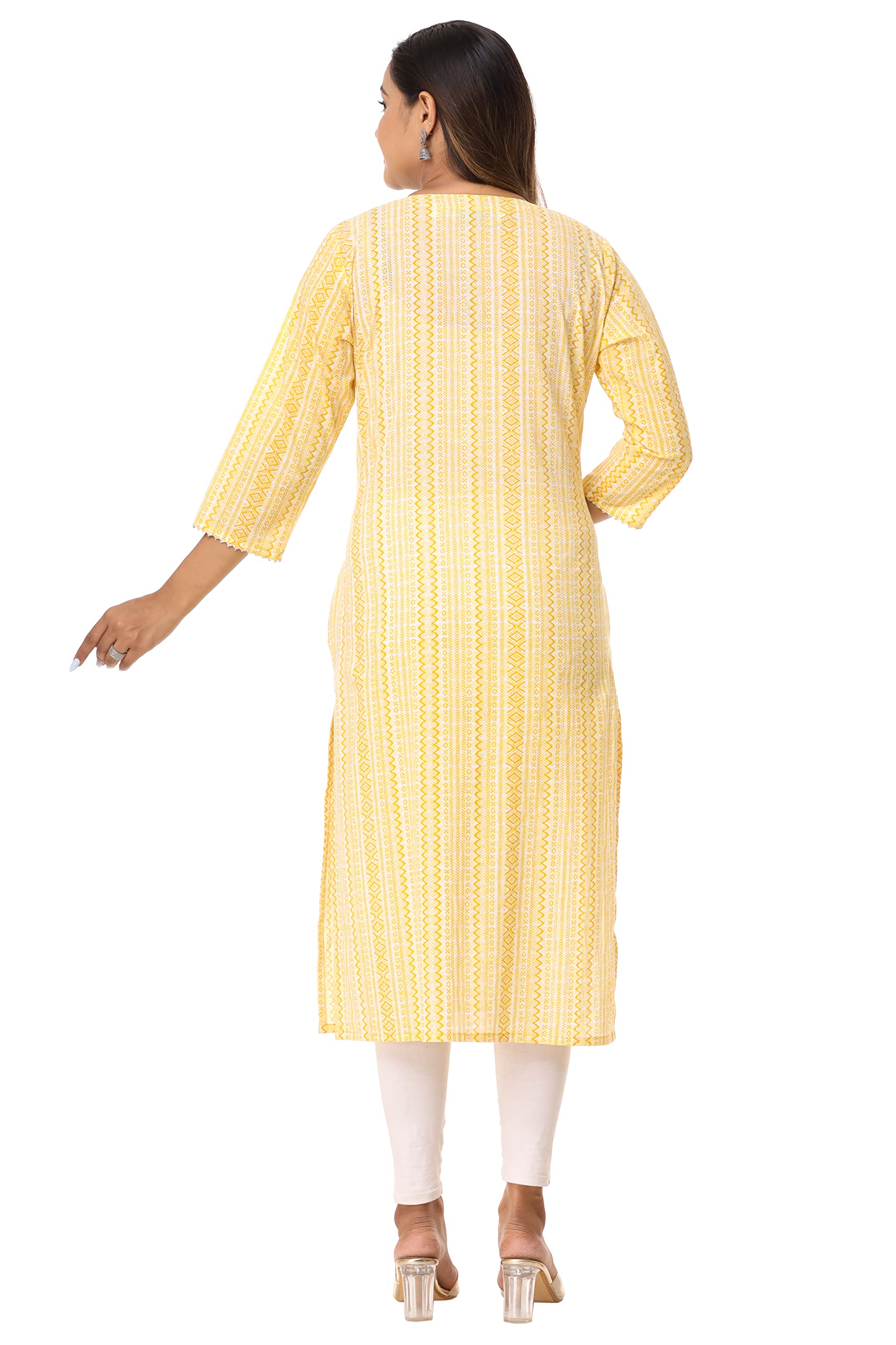 Vihaan Impex Leheriya Printed Casual Kurta Women Kurti yellow Tunic Top for Women