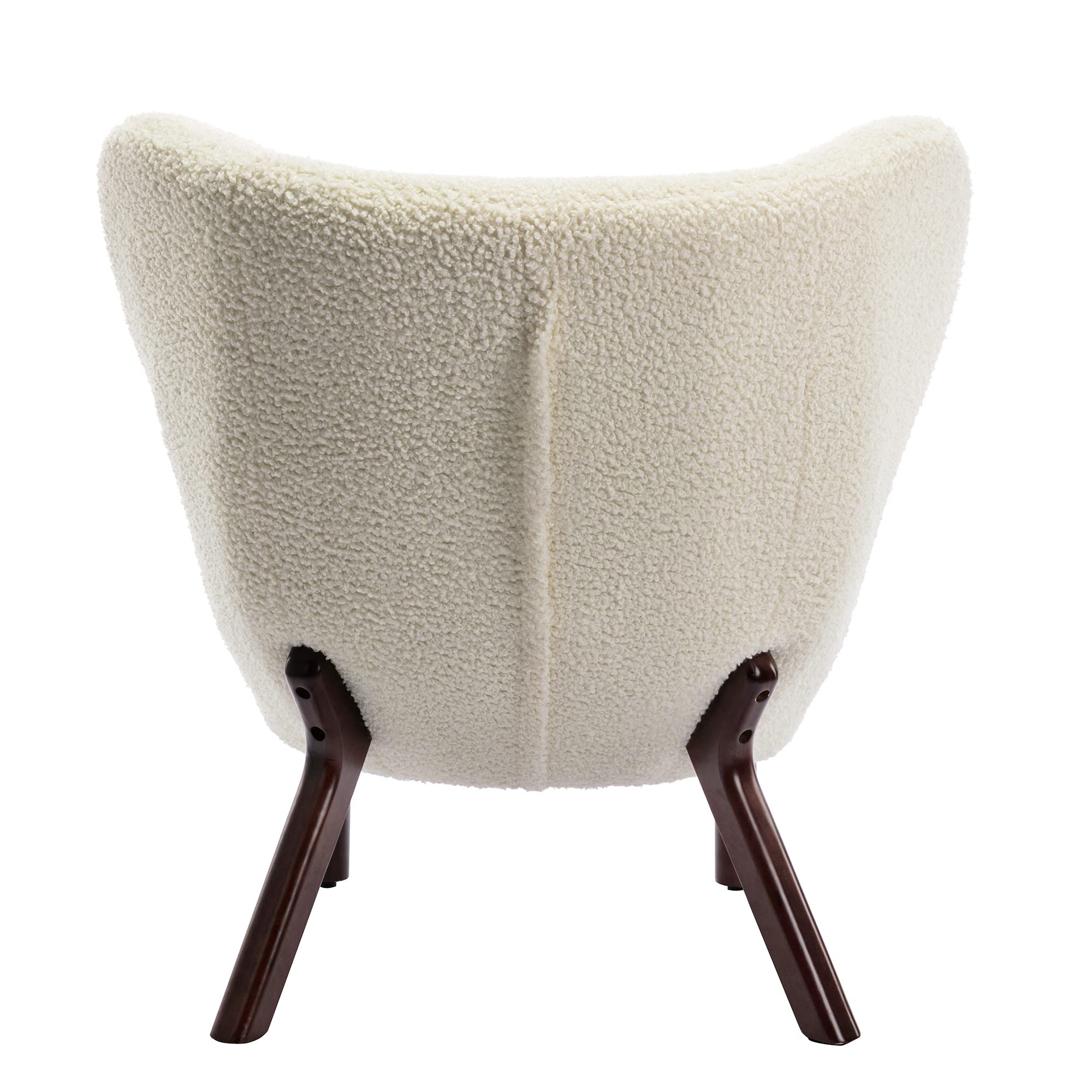 ViolaDresses Modern Accent Chair Lambskin Sherpa Wingback Tufted Side Chair with Solid Wood Legs for Living Room Bedroom，Cream