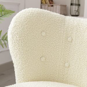 ViolaDresses Modern Accent Chair Lambskin Sherpa Wingback Tufted Side Chair with Solid Wood Legs for Living Room Bedroom，Cream