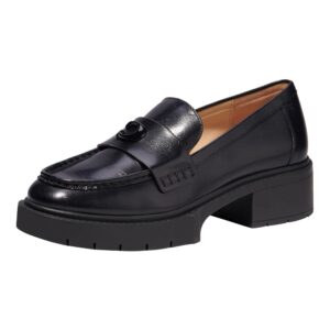 coach women's flats leah loafer, color black, size 10